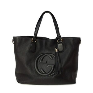Gucci Soho Interlocking G Leather Tote Bag Black